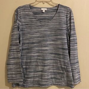 Pure Jill Striped V-Neck Long Sleeve Top